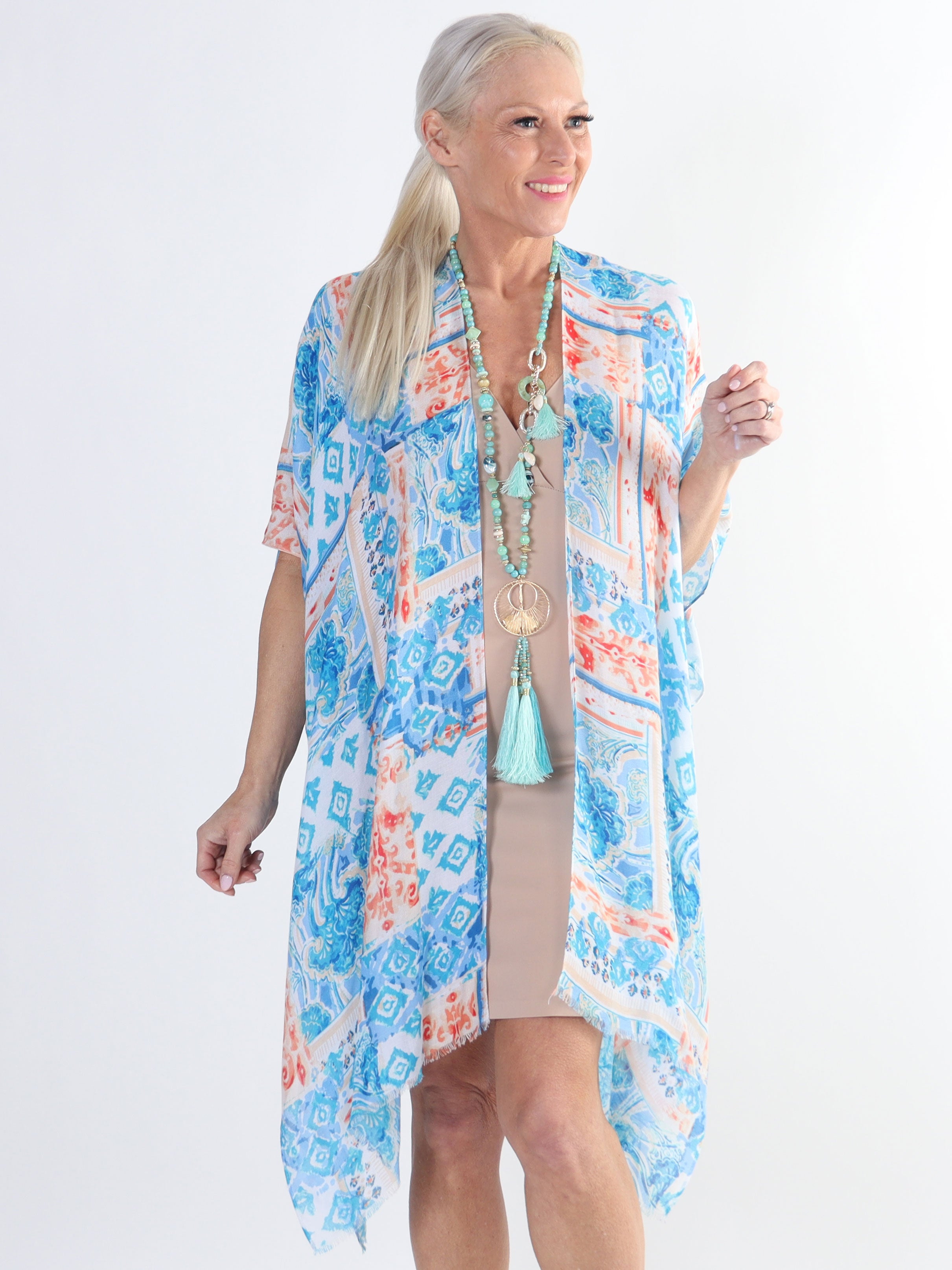 Alexandrine - Let og luftig plus size kimono i bomuld